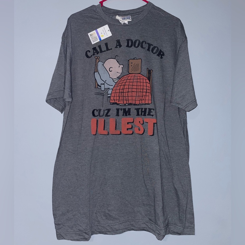 🩺NWT Men’s Gray Graphic T-Shirt with Humorous Print